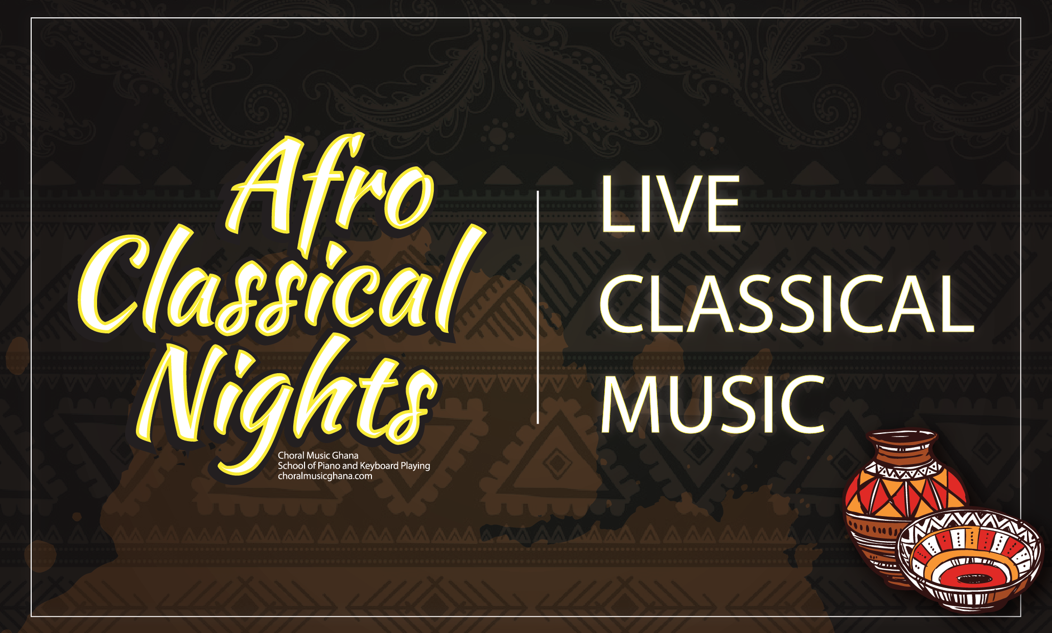 Afro Classical Nights | Live Classical Music The flagship event of Choral Music Ghana provides a platform for Ghanaian classical musicians to interact with audiences and perform their best pieces in a relaxed, fun, afropolitan lounge.