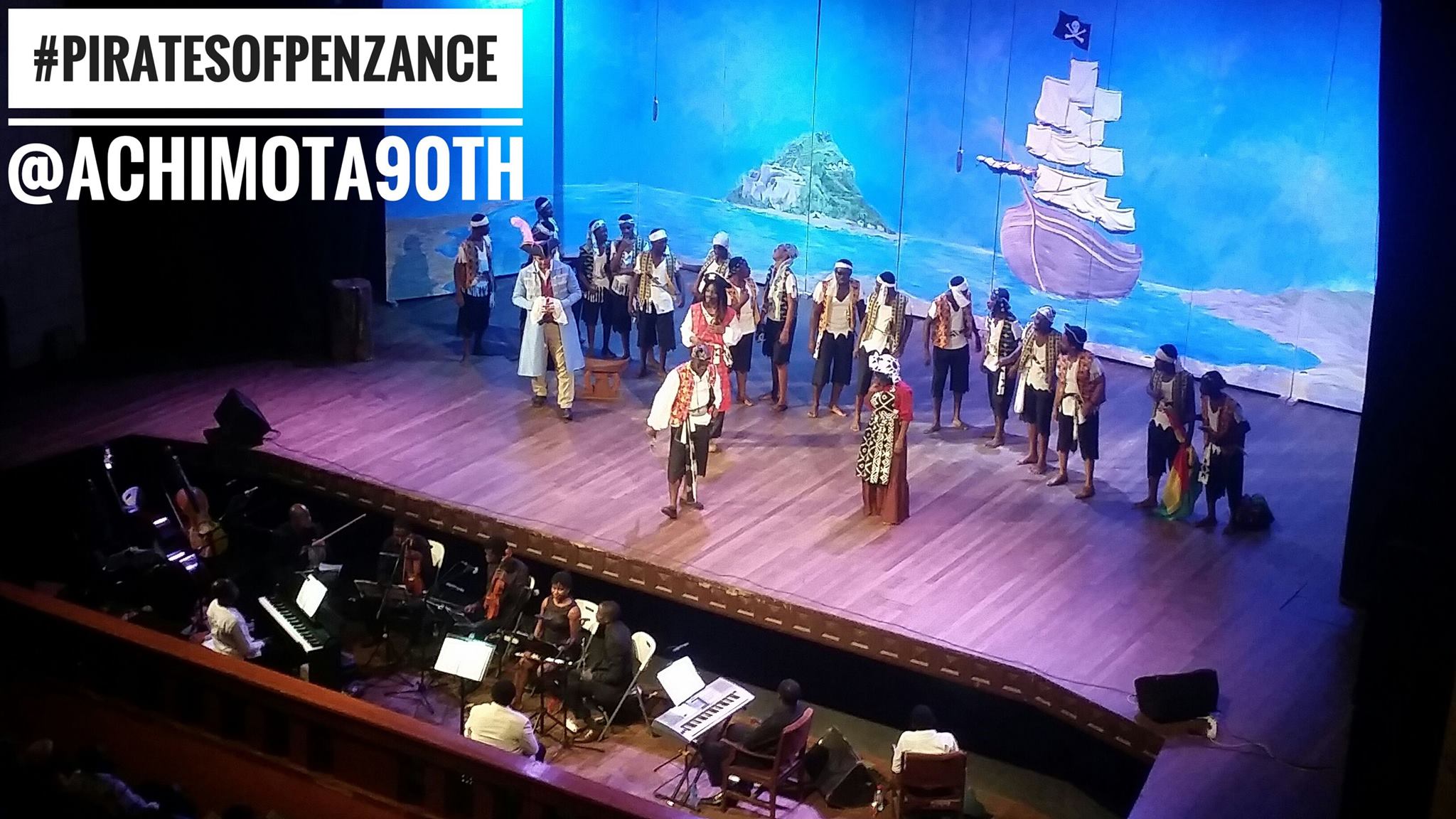 The Pirates of Penzance Achimota School's alumni and current students staged a remarkable revival of Gilbert & Sullivan's The Pirates of Penzance at the National Theatre. Choral Music Ghana witnessed the entertaining production.
